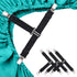 MENDENG 4PCS Black Sheet Straps with Clips Sheet Holders for Corners Suspender Bed Sheet Fasteners