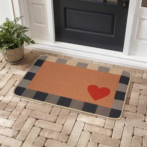GROBRO7 Love Heart Doormat Linen Checker White and Black Mother's Valentine's Day Carpet Rubber Non-Slip Reusable Entrance Rug Floor Door Mat Supplies Home Decor Indoor Outdoor Mats 22.8' x 14.9''