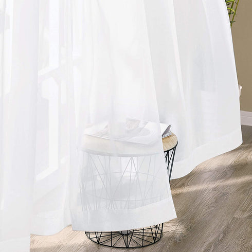 NICETOWN Sheer Curtains Panels for Windows, Solid Pure White Living Room Window Dressings Curtain Panels/Drapes for Large Window (2-Pack, 54 Wide x 96 inch Long)