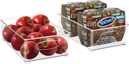 Sorbus Plastic Storage Bins Stackable Clear Pantry Organizer Box Bin Containers for Organizing Kitchen Fridge, Food, Snack Pantry Cabinet, Fruit, Vegetables, Bathroom Supplies (2-Pack)