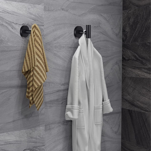 Towel Hooks Bathroom Hook Wall Towel Hooks 6 Pack Matte Black Coat Hooks, Heavy Duty Robe Hook Holder for Bathroom Kitchen Garage Home Hotel Office Cabinet(Black)