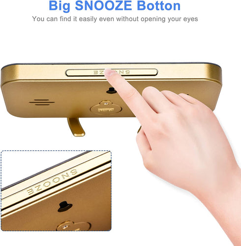 Digital Alarm Clock for Bedrooms, LED Mirror Digital Clock Large Display for Heavy Sleepers Teens, Snooze, Dual USB Charger Ports, 3 Level Brightness, Electronic Clock for Bedroom Living Room(Gold)