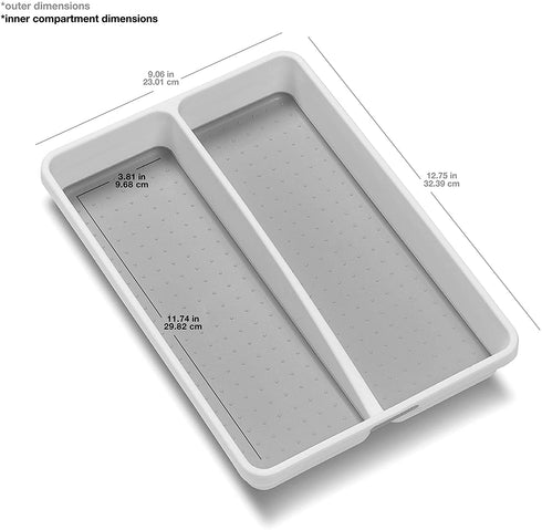madesmart Classic Mini Utensil Tray - White | CLASSIC COLLECTION | 2-Compartments | Kitchen Organizer | Non-slip Lining and Rubber Feet | BPA-Free