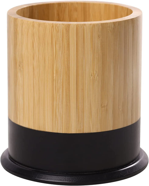 Kitchen Utensil Holder,Large Cooking Utensil Caddy Crock for Counter,Weighted Base for Stability,6.2 x 6.2 Inches,Black