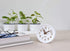 Driini Wooden Analog Desktop Clock 4.3 in. Decorative Pinewood Clock, No-Tick Design Easy to Read Silent Sweep Mantle Clock Quiet Tabletop Clocks with Wood Body, Hands, & Battery Cover; White