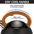 Primula Avalon Whistling Stovetop Tea Kettle Food Grade Stainless Steel Hot Water, Fast to Boil, Cool Touch Handle, 2.5 Quart, Black