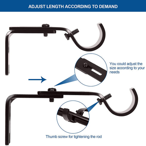 LISHINE 8 Pcs Bronze Curtain Rod Brackets for 1 Inch Rods, Adjustable Curtain Rod Holders, Heavy Duty Curtain Hardware Brackets, Single Rod Bracket for Wall