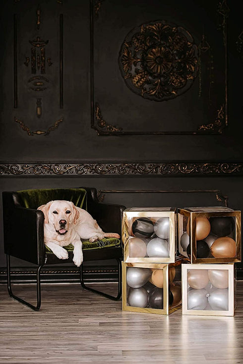 Gold Transparent Balloon Boxes With 27 Letters - Baby Shower Decorations For Baby Boy Or Girl - 1st Birthday, Bridal Shower, Gender Reveal Party Decoration Balloon Box - Reusable Favors In Giftbox
