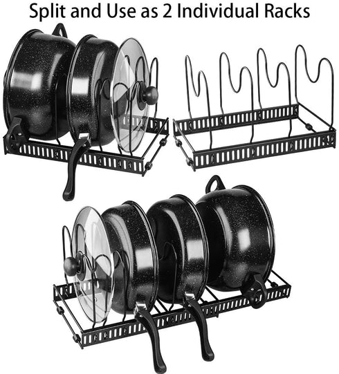 Pot and Pan Organizer for Cabinet Lid Holder Expandable, Tomorotec Attom Tech Home Cabinet Pot Lid Storage Rack Organizer for Frying Pan Kitchen
