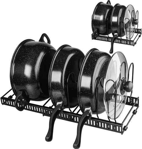 Pot and Pan Organizer for Cabinet Lid Holder Expandable, Tomorotec Attom Tech Home Cabinet Pot Lid Storage Rack Organizer for Frying Pan Kitchen