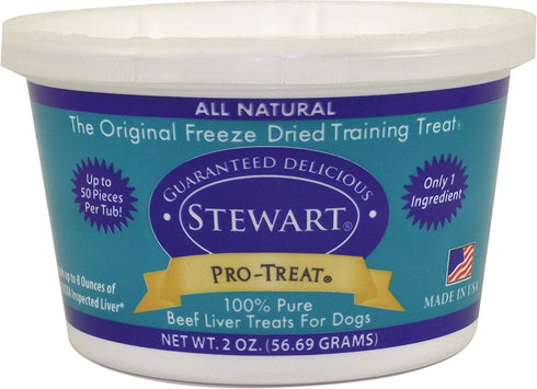 Stewart Freeze Dried Beef Liver Dog Treats, Grain Free, All Natural, Made in USA by Pro-Treat, 2 oz., Resealable Tub
