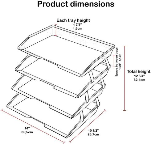 Acrimet Facility 4 Tier Letter Tray Side Load Plastic Desktop File Organizer (Clear Green Color)