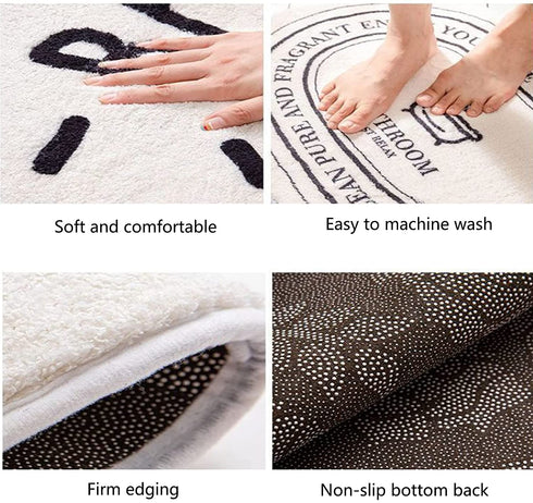 Bathroom Rug Mat, Half Round Bath Mat for Bathroom, Bathroom Rugs Mats 23.6"x15.7", Soft Polyester Non Slip Absorbent Washable