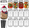 16 oz Glass Mason Jars, 12 Pack 500ml Canning Jars with Regular Mouth Lids, Glass Jars Storage Containers for Overnight Oats, Jam, Jelly, Honey, Beans, Spice, Wedding Party Favor, Shower Favors