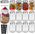 16 oz Glass Mason Jars, 12 Pack 500ml Canning Jars with Regular Mouth Lids, Glass Jars Storage Containers for Overnight Oats, Jam, Jelly, Honey, Beans, Spice, Wedding Party Favor, Shower Favors