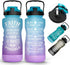 BOWINR Faith Does Not Make Things Easy It Makes Them Possible Half Gallon Water Bottle with Straw Time Marker 72 Oz BPA Free Large Leakproof Motivational Jug for Sports Fitness Outdoor Adult and Teen