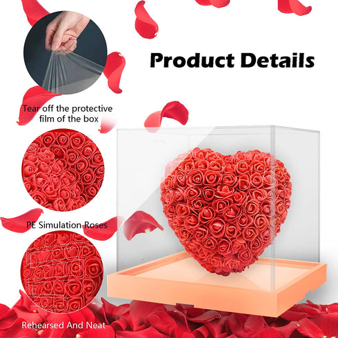 Valentines Day Gifts for Her, Great ideds Handmade Fake Rose Heart with Gifts Box, Valentines Day Decorations for Room, Home, Valentines Day Gitfs for Her Girlfriend, Women, Wife, Kids