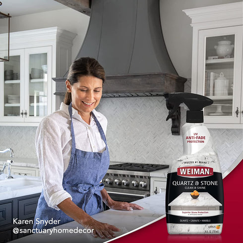 Weiman Quartz Countertop Cleaner and Polish - 24 Ounce - Clean and Shine Your Quartz Countertops Islands and Stone Surfaces with Ultra Violet Protection