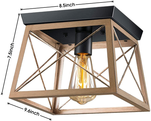 Pynsseu Industrial Ceiling Light, Farmhouse Semi Flush Mount Ceiling Fixture for Kitchen Island Dining Room Bedroom Foyer Hallway, 1 Pack