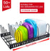 Metal Food Container Lid Organizer&Adjustable 6 Dividers Storage Container Lid Holder Rack for Cabinets, Cupboards, Pantry Shelves, Drawers to Keep Kitchen Tidy,Black(Patent Pending)