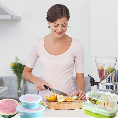 12PCS Round and Square Silicone Stretch Lids,BPA Free Different Sizes Bowl Lids Food Cover Reusable Keep Food Freshing