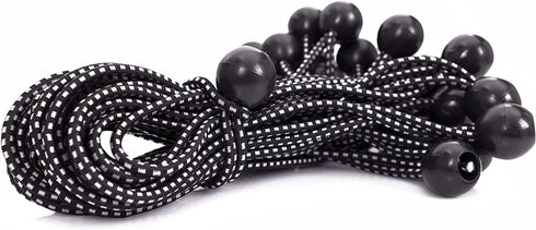 Kotap BB-11B Ball Bungee Cords with Elastic String for Canopy, Tarp, Straps, Tent, Poles and Wires, 11-Inch (25-Count), Black