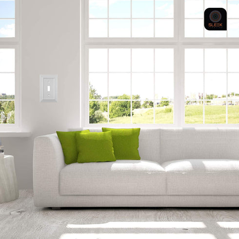 Pack of 4 Wall Plate Outlet Switch Covers by SleekLighting | Classic White Architecture Wall plates| Variety of Styles: Decorator/Duplex/Toggle/Blank/& Combo | Size: 1 Gang Duplex Receptacle