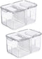 Benzoyl Lettuce Keeper Food Storage Containers Fridge Produce Saver, Stackable Refrigerator Organizer Foldable lid with Removable Drain Tray for Produce, Fruits, Vegetables 2800ML -2 Pack