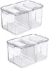 Benzoyl Lettuce Keeper Food Storage Containers Fridge Produce Saver, Stackable Refrigerator Organizer Foldable lid with Removable Drain Tray for Produce, Fruits, Vegetables 2800ML -2 Pack