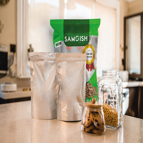 Samoish 1 Quart 50 Mylar bags for Food Storage with oxygen absorbers- 7"x10" Extra thick 7 Mil Mylar Bag Protecting Your Food from Insects, light, and moisture