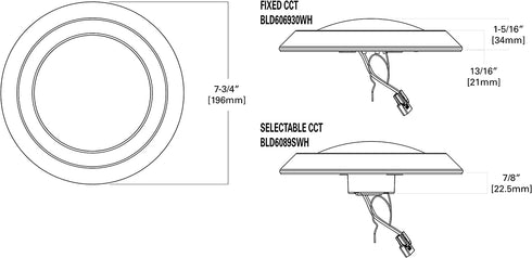 Halo BLD606930WHR BLD 6 in. White Integrated Recessed Ceiling Light Trim at 3000K Soft, Title 20 Compliant LED Direct Mount, 6"