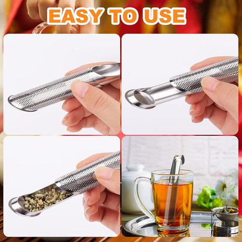Juome Tea Infuser, 2 Pcs Stainless Steel Tea Diffuser Tea Strainers for Loose Tea, Tea Steeper for Rose, Spices, Coffee, Long-Handle Tea Filter