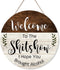 CHDITB Welcome to the Shitshow Wood Door Sign, Alcohol Shitshow Rustic Wall Door Hanging Sign(12x12), Funny Welcome Wall Hanging Sign Plaque for Front Door Entryway Porch Bar Pub Farewell Party