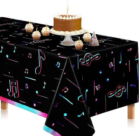 TIK Tok Tablecloth,Extra-Large 108”x 54”Disposable Music Table Cover, Ideal for TIK Tok Themed Musical Rockstar Birthday Party Supplies Decoration (1)