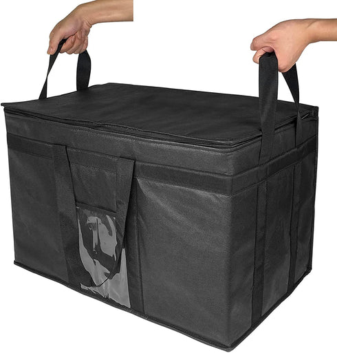 Luna Gift XXX-Large Premium Quality Insulated Collapsible Cooler Bags with Zipper Closure,Reusable Grocery Shopping Bags Keep Food Hot or Cold,Ideal for Uber Eats,Instacart,Postmates,Restaurant,Catering, Black