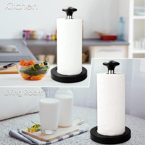 Hillbond Stainless Steel Paper Towel Holder for Holding Paper Towels, Modern Standing Paper Towel Roll Organizer Dispenser with Weighted Base for Kitchen Countertop, Bar, Dining Table