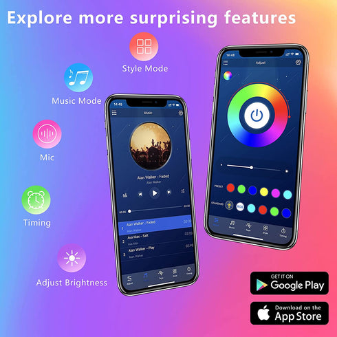 Gupup Bluetooth LED Strip Lights 50ft,Color Changing LED Lights for Bedroom,Built-in-Mic,Music Sync LED Light Strips,Phone Smart Controlled(APP+Remote+Mic)