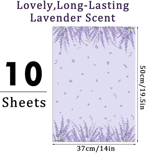 10 Sheets Drawer Liners for Dresser Lavender Scented Drawer Liners Drawer Paper Liner Non Adhesive Scented Liners for Drawers Fragrant Drawer Liners for Home Shelf Closet (Lavender,Lavender)