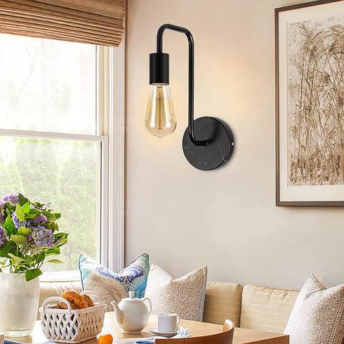 Curvilinear Sconce Vintage Industrial Wall Sconce Wall Lighting Fixture Mid Century Modern Wall Lamp Black for Bedroom Dining Room Living Room