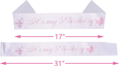 5th Birthday Gifts for Girls, 5th Birthday Tiara and Sash, Its My 5th Birthday Sash and Crystal Tiara, 5th Birthday Decorations for Girls, 5th Birthday Party Supplies, Happy 5th Birthday