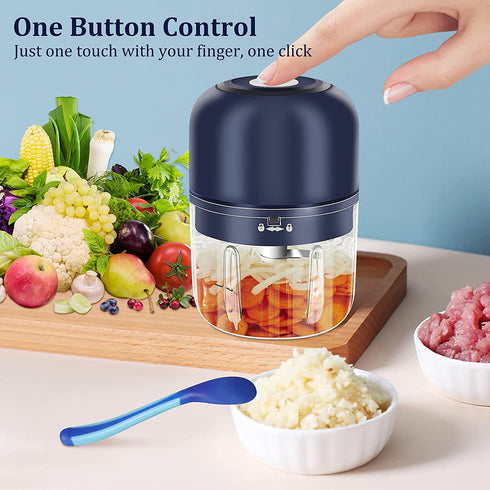 Wireless Mini Food Processor, 250Ml Electric Garlic Chopper Onion Chopper Portable Small Food Chopper for Veggie Pepper Spices Meat Baby Food and More, USB Charging, Bpa-Free