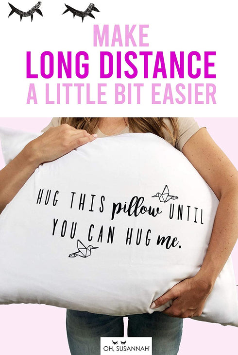 Hug This Pillow Until You Can Hug Me Long Distance Relationship Gift - Standard 20x30, Black