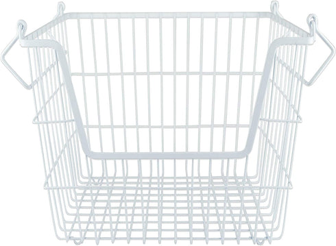 DII Metal Wire Mesh Stackable Utility Storage Bin, Large Rectangle, 13x10x11, White