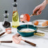 Measuring Cups Set, TeenGo Stainless Steel Copper Measuring Cups Set for Dry, Liquid Ingredients with Wooden Handle Used for Cooking & Baking