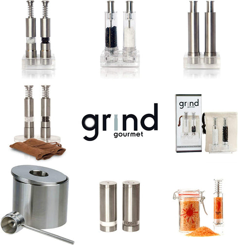 Salt And Pepper Grinder Set or Singles, Grind Gourmet Original Pump & Grind Cooking Gadgets, Spice Grinder, Pepper Mill, Modern Push Button Salt N Pepper Grinders, Buy 1, 2 ..