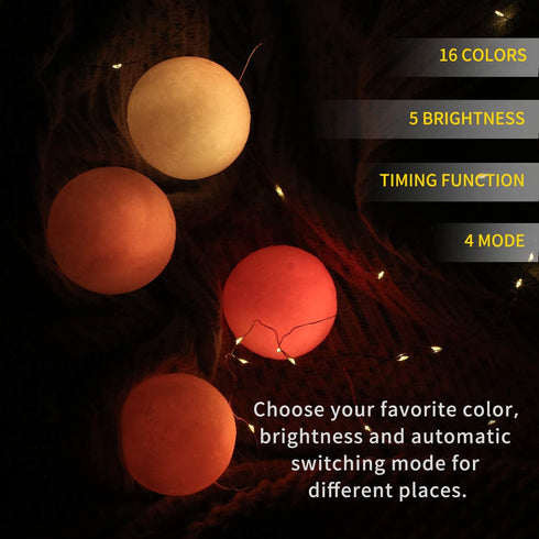 3.15" Moon Lamp for Kids, Nursery Night Light with Metal Stand, Valentine's Day Gift, Timer Remote Control, 16 Colors 5 Brightness.