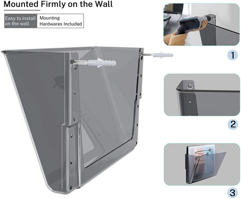 MaxGear Acrylic File Holder Wall Organizer 6 Pockets Hanging File Organizers Wall Mounted Paper Organizer Holders Wall Bins for Office and Home, Smoke, 13x4x7 inches