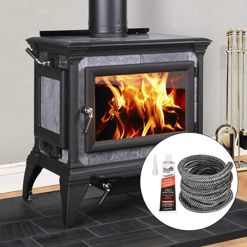 Stanbroil Graphite Impregnated Fiberglass Rope Seal and High Temperature Cement Gasket Kit Replacement for Wood Stoves - 1/4" x 84"