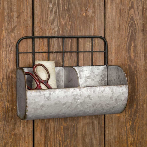 Colonial Tin Works Industrial Farmhouse Chic Small Divided Wire Back Wall Bin/Shelf