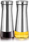 Olive Oil And Vinegar Dispenser Bottle Set by Aelga -2 Pack Elegant Stainless Steel Oil Dispenser Set- Oil Dispenser Bottle for Kitchen with Drip Free